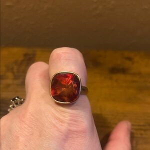Torrid statement ring- Gold colored and Red Gemstone Ring